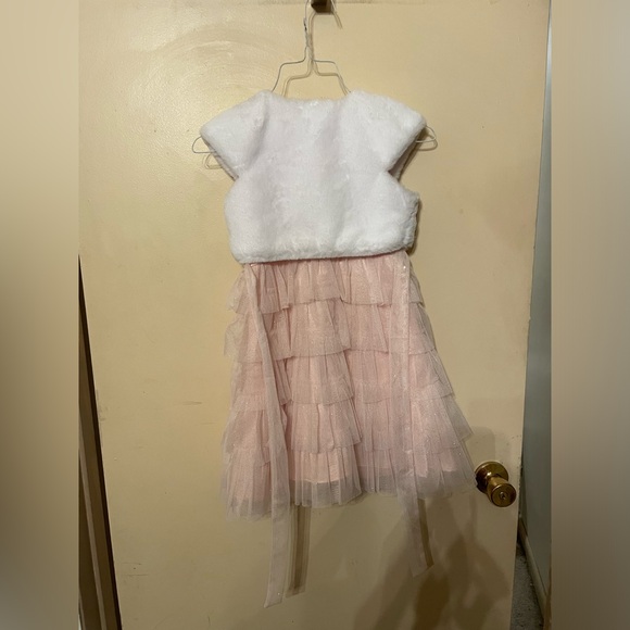 Jona Michelle Sz 5 pink dress white vest sleeveless sequin low waisted - Picture 6 of 7